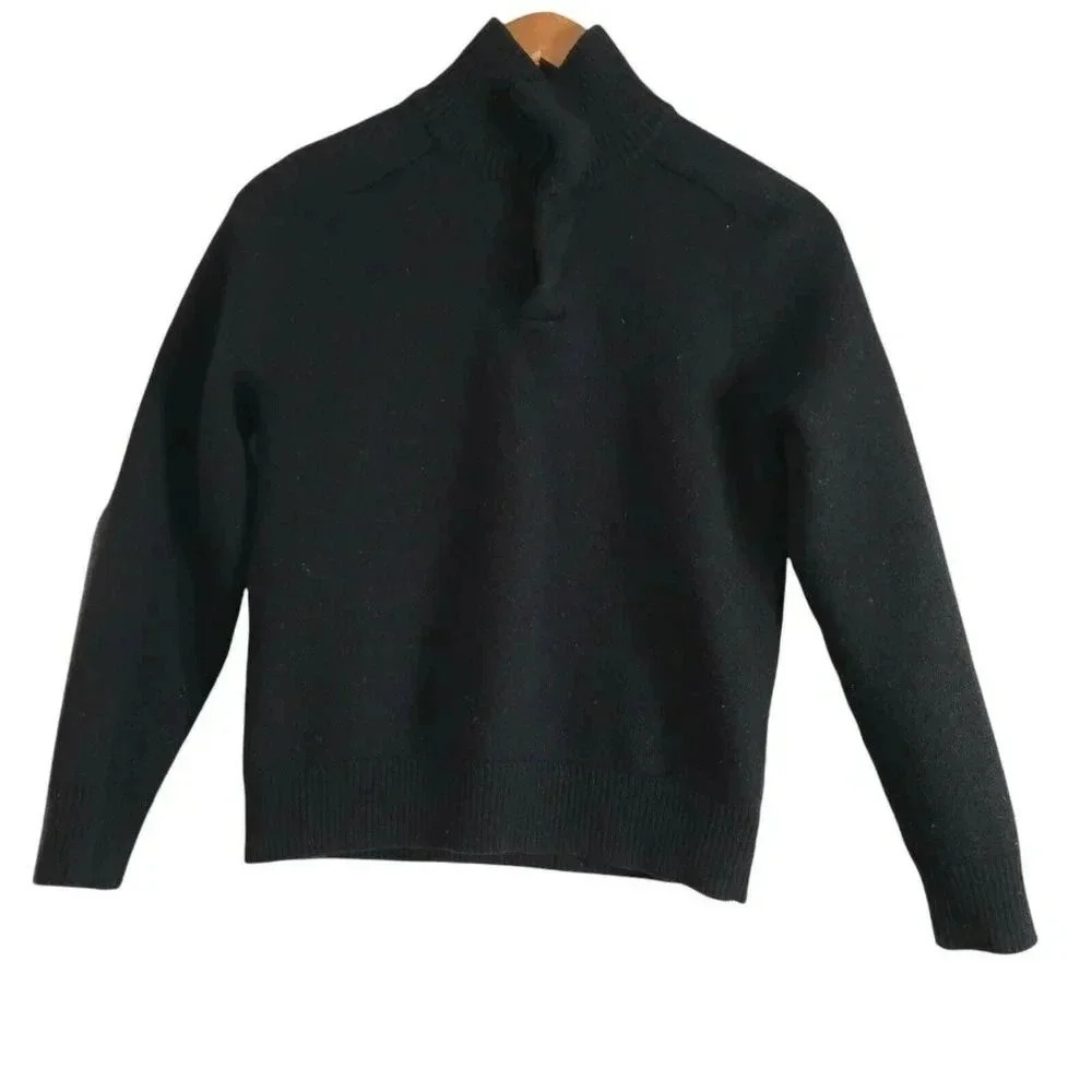 J. Crew Merino Wool size S  Sweater Long Sleeve Black Cropped Pullover women's